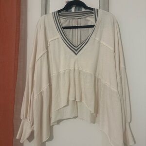 FP Movement by Free People Cream V-Neck Blouse
